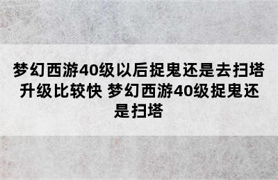 梦幻西游40级以后捉鬼还是去扫塔升级比较快 梦幻西游40级捉鬼还是扫塔